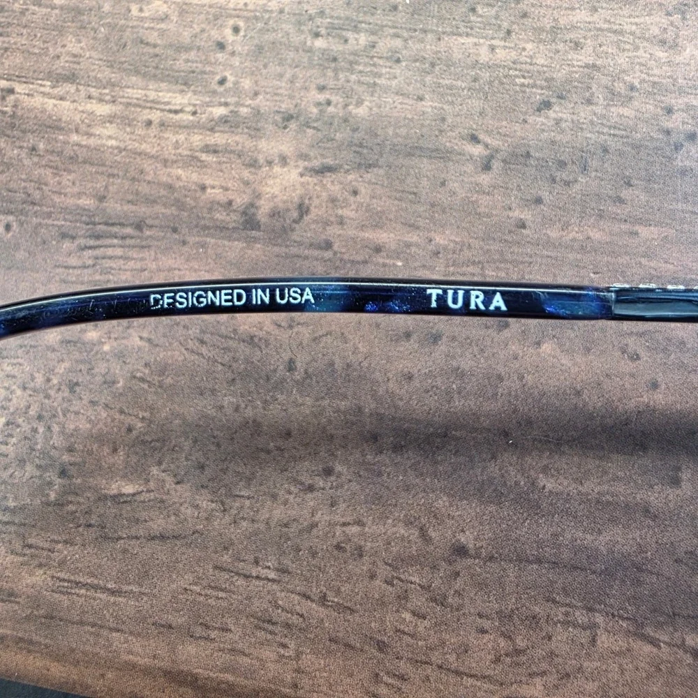 Tura TE247 Navy‎ Blue Semi Rimless Cat Eye Eyeglasses Crystal Temples 52-18-135